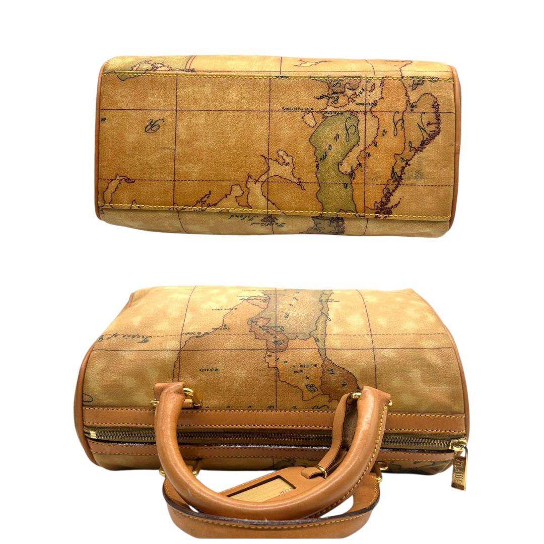プリマクラッセ ボストンバッグ 茶 ブラウン 地図柄 世界地図 2way ショルダーバッグ ハンドバッグ トートバッグ 斜め掛け可 PVC ロゴタグ s50 PRIMA CLASSE