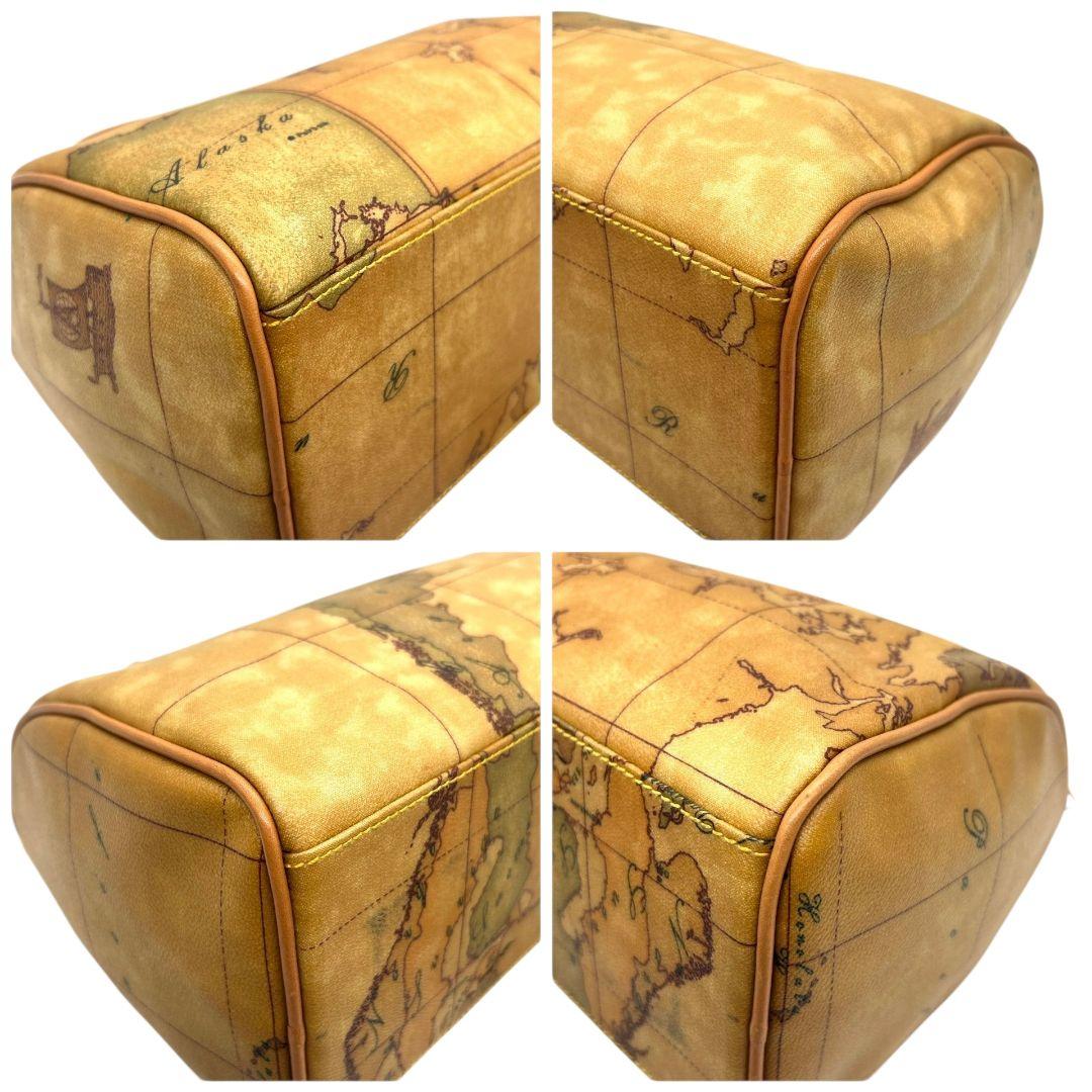 プリマクラッセ ボストンバッグ 茶 ブラウン 地図柄 世界地図 2way ショルダーバッグ ハンドバッグ トートバッグ 斜め掛け可 PVC ロゴタグ s50 PRIMA CLASSE