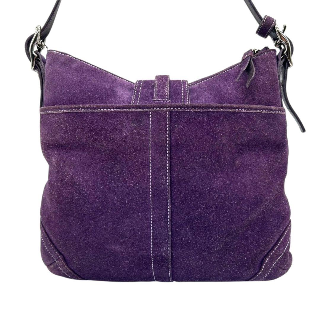 COACH コーチ ショルダーバッグ パープル 斜め掛け可 スエード レザー 本革 シルバー金具 チャーム付き s44