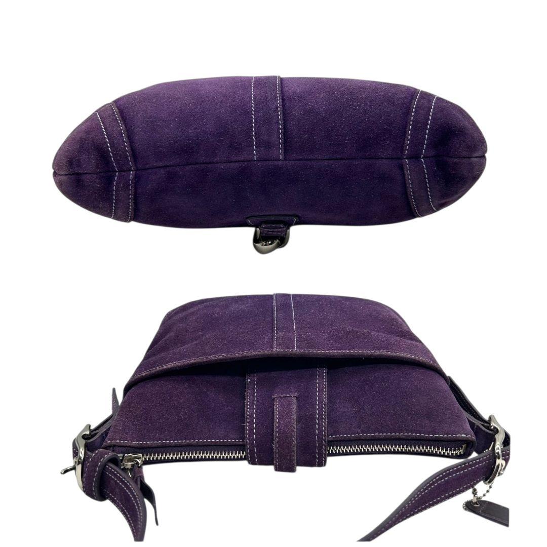 COACH コーチ ショルダーバッグ パープル 斜め掛け可 スエード レザー 本革 シルバー金具 チャーム付き s44