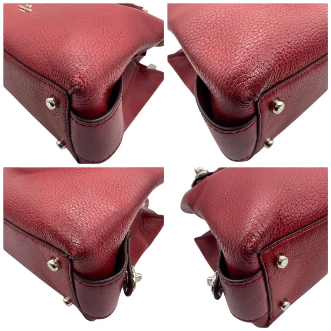 コーチ COACH ハンドバッグ 赤 レッド レザー 本革 2way 斜め掛け可 ショルダーバッグ トートバッグ シルバー金具 ロゴタグ 自立可 56839 u16