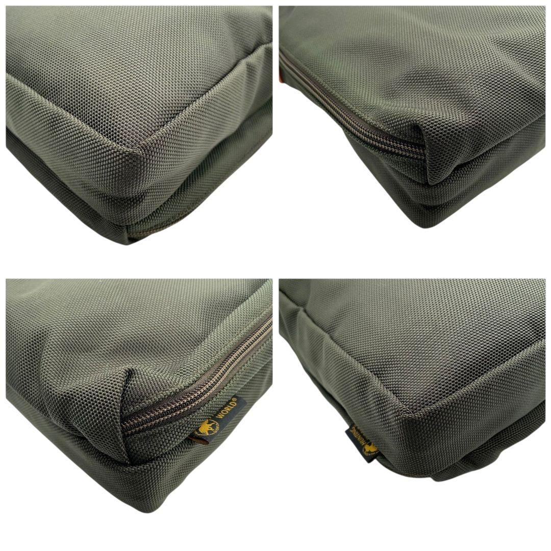 ハンティングワールド ショルダーバッグ 緑 グリーン 茶 ブラウン キャンバス レザー 本革 斜め掛け可 A4収納 ロゴタグ HUNTING WORLD オシャレ 本物保証 鑑定済 スピード発送