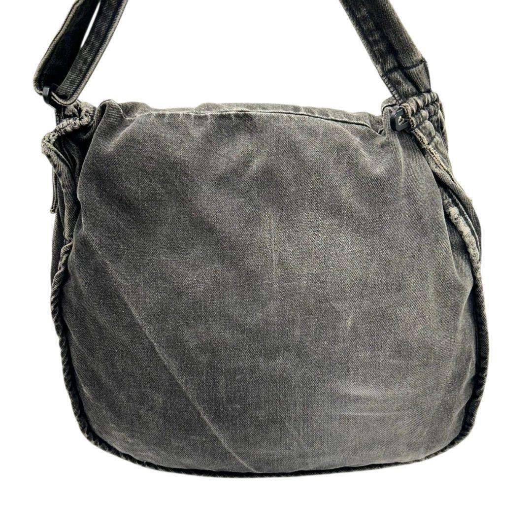 ハンティングワールド ショルダーバッグ 黒 デカロゴ デニム T8 A4収納 斜め掛け可 ワンショルダー ハンドバッグ トートバッグ ブラック グレー アメリカ製 HUNTING WORLD