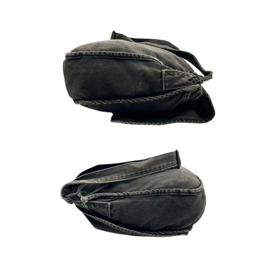 ハンティングワールド ショルダーバッグ 黒 デカロゴ デニム T8 A4収納 斜め掛け可 ワンショルダー ハンドバッグ トートバッグ ブラック グレー アメリカ製 HUNTING WORLD