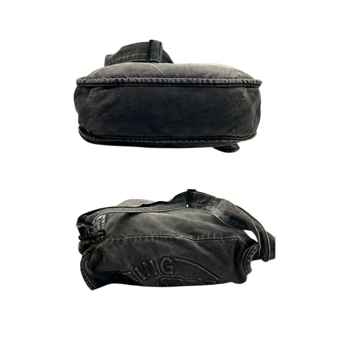 ハンティングワールド ショルダーバッグ 黒 デカロゴ デニム T8 A4収納 斜め掛け可 ワンショルダー ハンドバッグ トートバッグ ブラック グレー アメリカ製 HUNTING WORLD