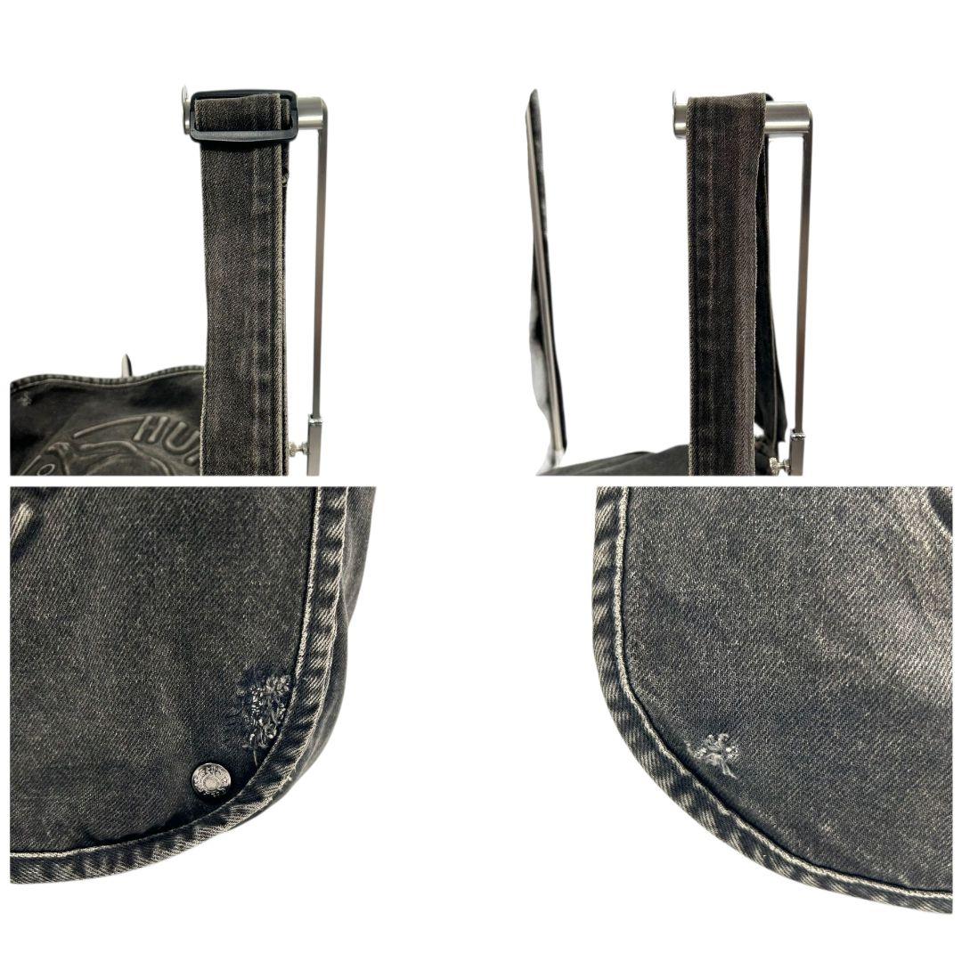 ハンティングワールド ショルダーバッグ 黒 デカロゴ デニム T8 A4収納 斜め掛け可 ワンショルダー ハンドバッグ トートバッグ ブラック グレー アメリカ製 HUNTING WORLD