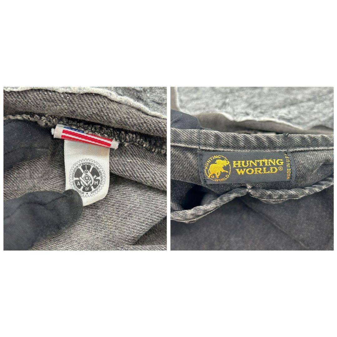 ハンティングワールド ショルダーバッグ 黒 デカロゴ デニム T8 A4収納 斜め掛け可 ワンショルダー ハンドバッグ トートバッグ ブラック グレー アメリカ製 HUNTING WORLD