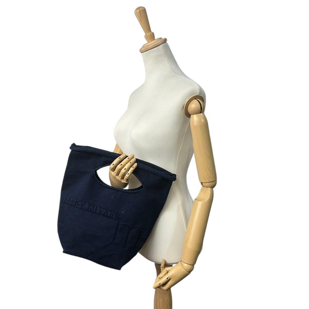 イッセイミヤケ ISSEY MIYAKE ハンドバッグ トートバッグ me ロゴ スエード ネイビー 紺 s36 レディース