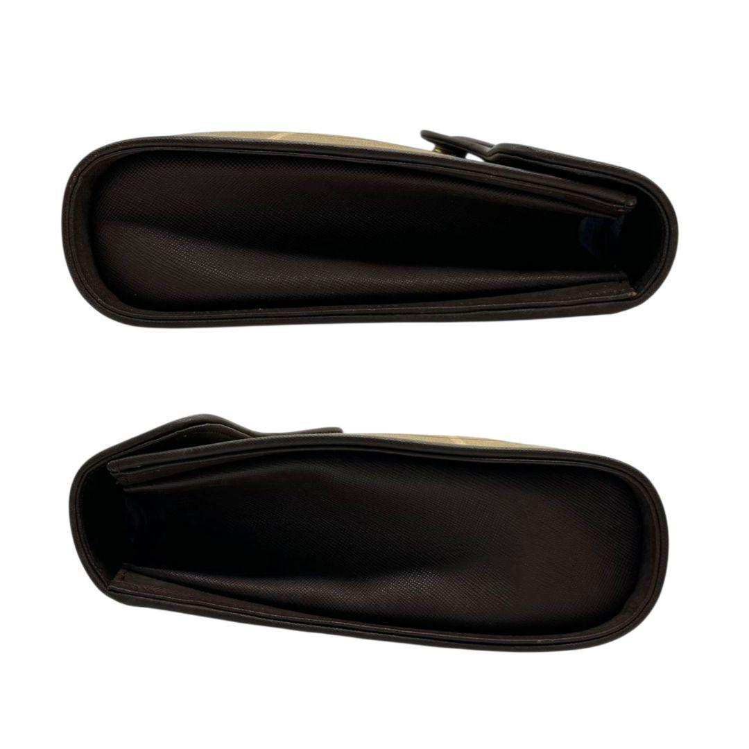 バーバリー ショルダーバッグ ベージュ ブラウン ノバチェック タータンチェック フラップ ナイロン 本革 ゴールド金具 Burberrys オシャレ 本物保証 鑑定済 スピード発送