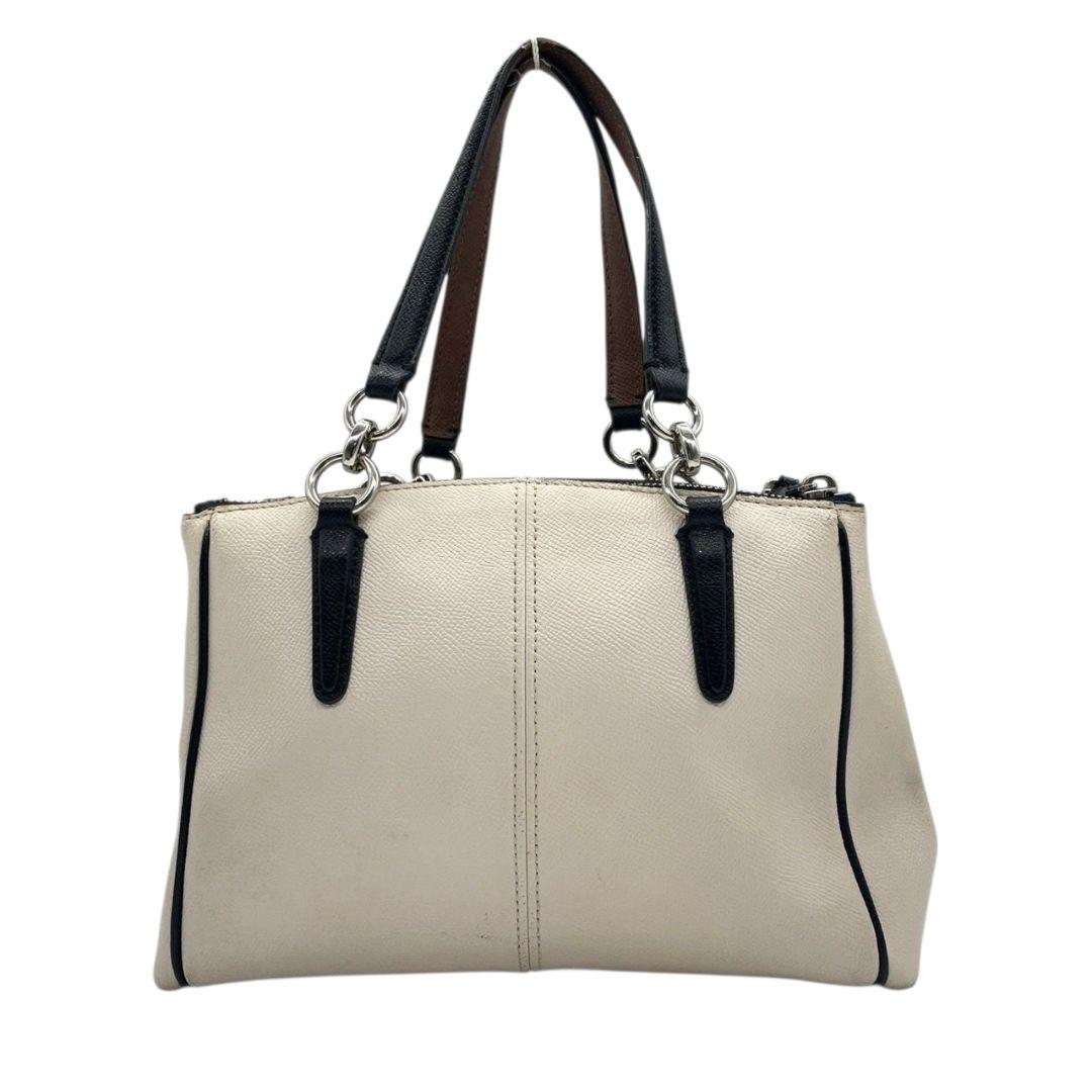 コーチ　ハンドバッグ　白　バイカラー　2way　斜め掛け可　チェーン　s9　ショルダーバッグ　トートバッグ　レザー　本革　アイボリー　ブラック　ロゴ　シルバー金具　F57487