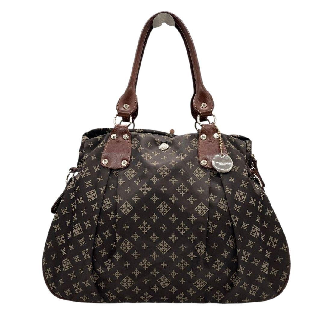 ラシット　ボストンバッグ　茶　モノグラム　A4収納　ナイロン　ワンショル　s3　2way　トートバッグ　ハンドバッグ　ショルダーバッグ　斜め掛け可　肩掛け可　肩かけ可　ブラウン　レザー　本革　ゴールド金具　チャーム付き　russet