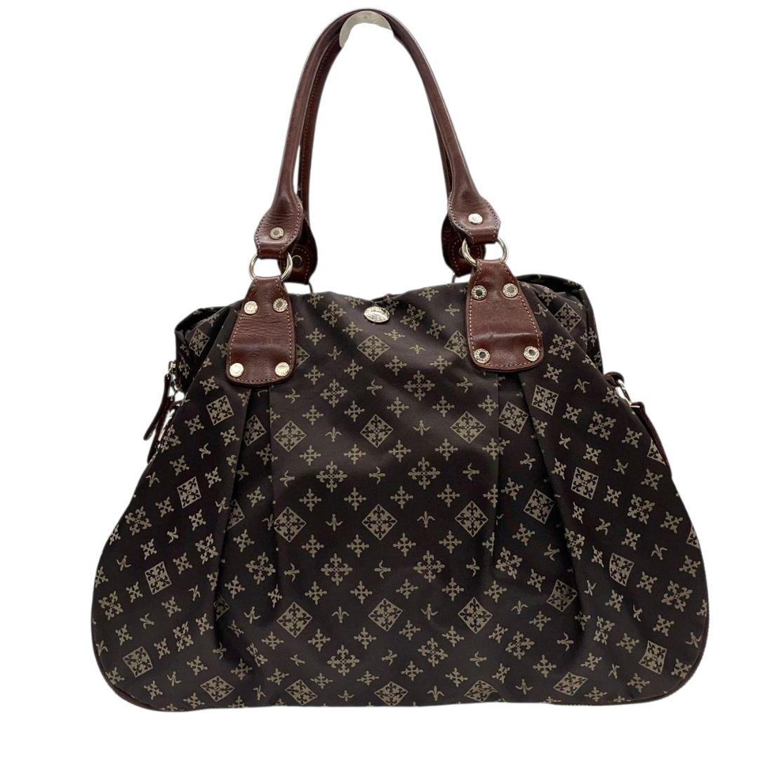 ラシット　ボストンバッグ　茶　モノグラム　A4収納　ナイロン　ワンショル　s3　2way　トートバッグ　ハンドバッグ　ショルダーバッグ　斜め掛け可　肩掛け可　肩かけ可　ブラウン　レザー　本革　ゴールド金具　チャーム付き　russet