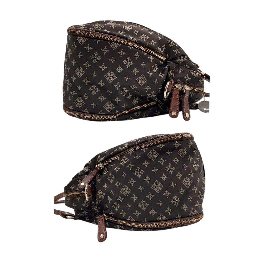 ラシット　ボストンバッグ　茶　モノグラム　A4収納　ナイロン　ワンショル　s3　2way　トートバッグ　ハンドバッグ　ショルダーバッグ　斜め掛け可　肩掛け可　肩かけ可　ブラウン　レザー　本革　ゴールド金具　チャーム付き　russet