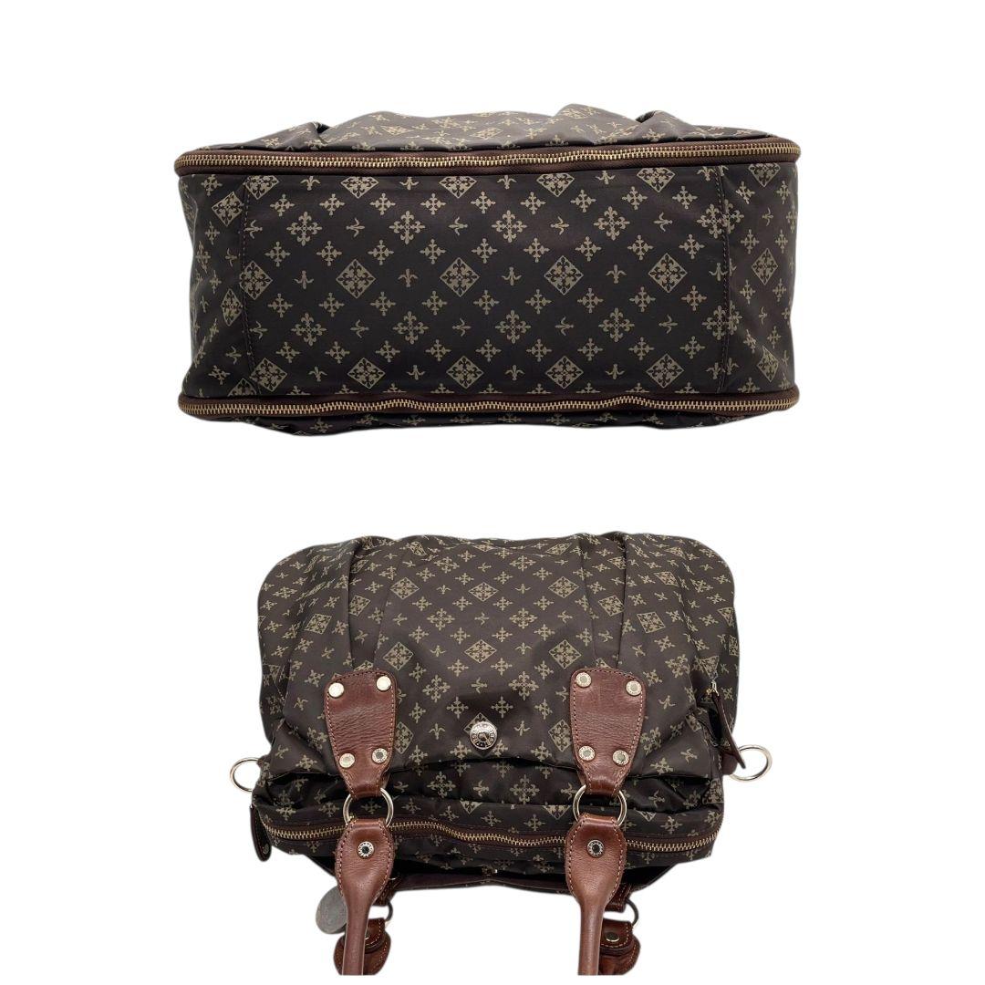 ラシット　ボストンバッグ　茶　モノグラム　A4収納　ナイロン　ワンショル　s3　2way　トートバッグ　ハンドバッグ　ショルダーバッグ　斜め掛け可　肩掛け可　肩かけ可　ブラウン　レザー　本革　ゴールド金具　チャーム付き　russet