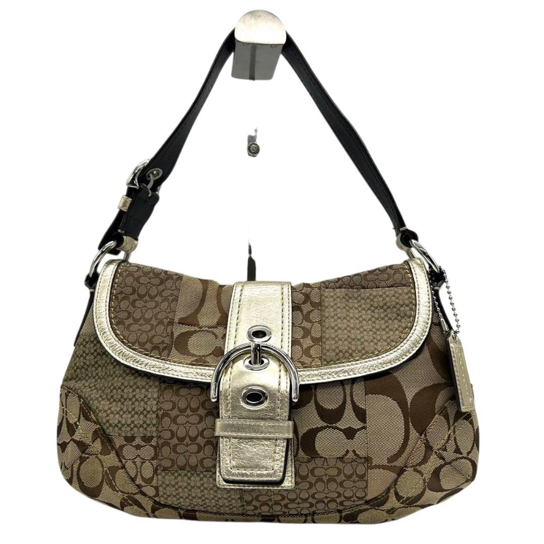 美品 コーチ COACH ハンドバッグ パッチワーク シグネチャー ホーボー ワンショルダー トートバッグ ブラウン 茶 シルバー金具 ロゴタグ 肩掛け可 G0871-F12316 s16