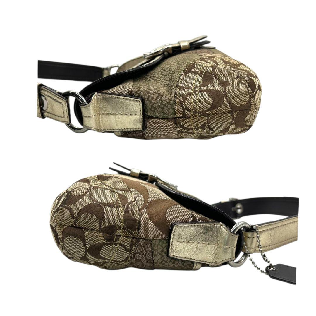 美品 コーチ COACH ハンドバッグ パッチワーク シグネチャー ホーボー ワンショルダー トートバッグ ブラウン 茶 シルバー金具 ロゴタグ 肩掛け可 G0871-F12316 s16