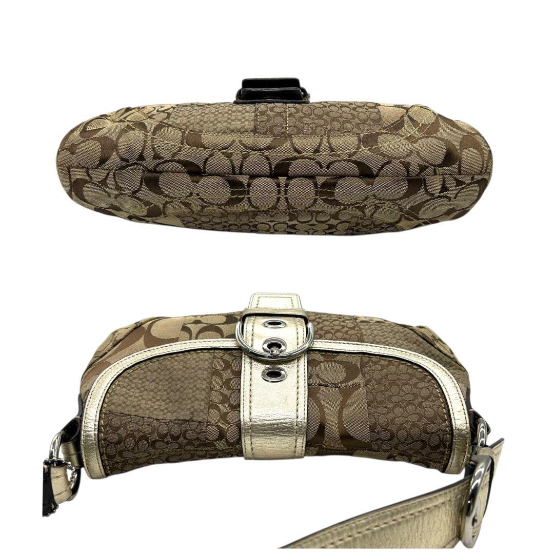 美品 コーチ COACH ハンドバッグ パッチワーク シグネチャー ホーボー ワンショルダー トートバッグ ブラウン 茶 シルバー金具 ロゴタグ 肩掛け可 G0871-F12316 s16