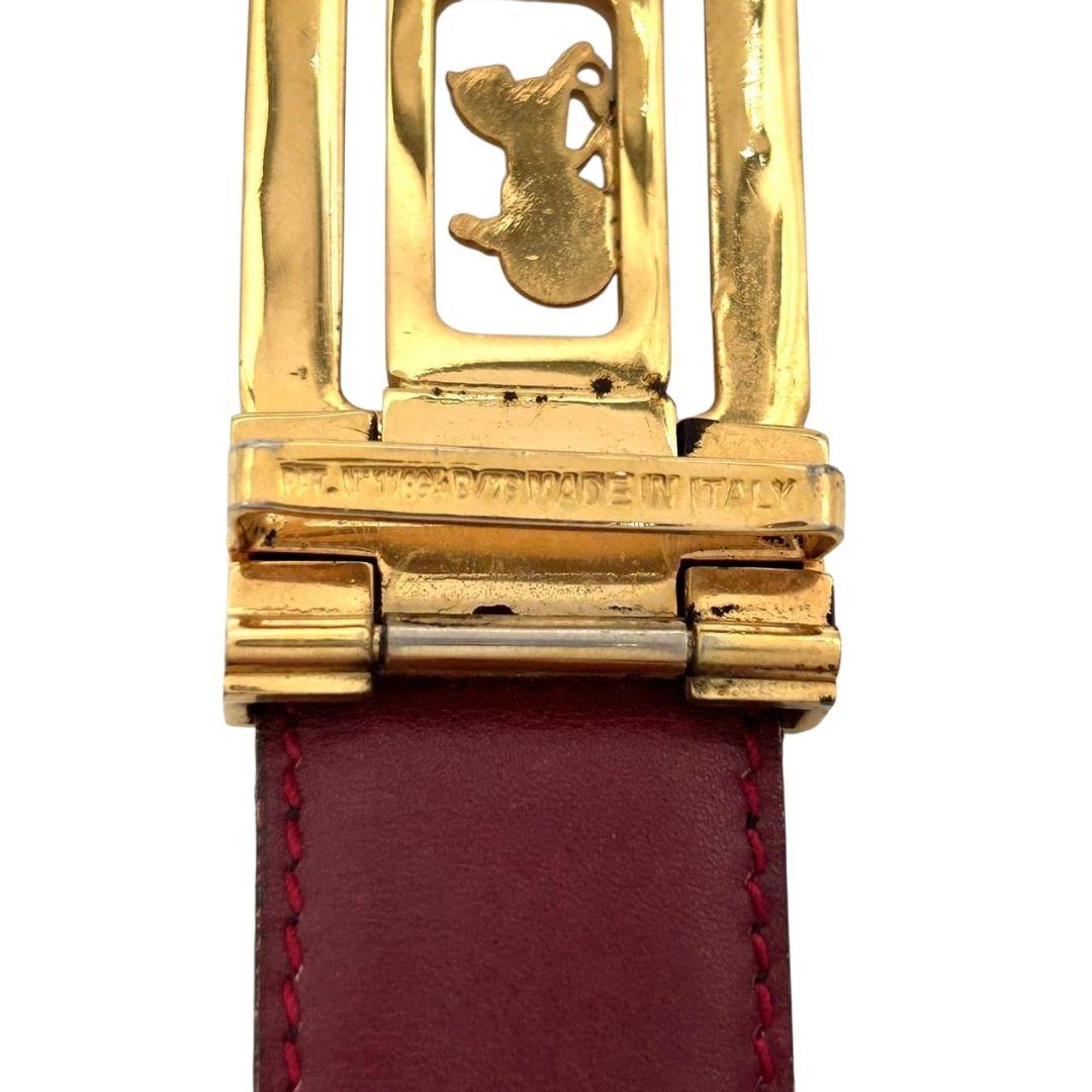 セリーヌ ベルト 黒 ブラック 赤 レッド サルキー 馬車金具 PX-2 レザー 本革 ゴールド金具 ロゴ 高級 ブランド CELINE