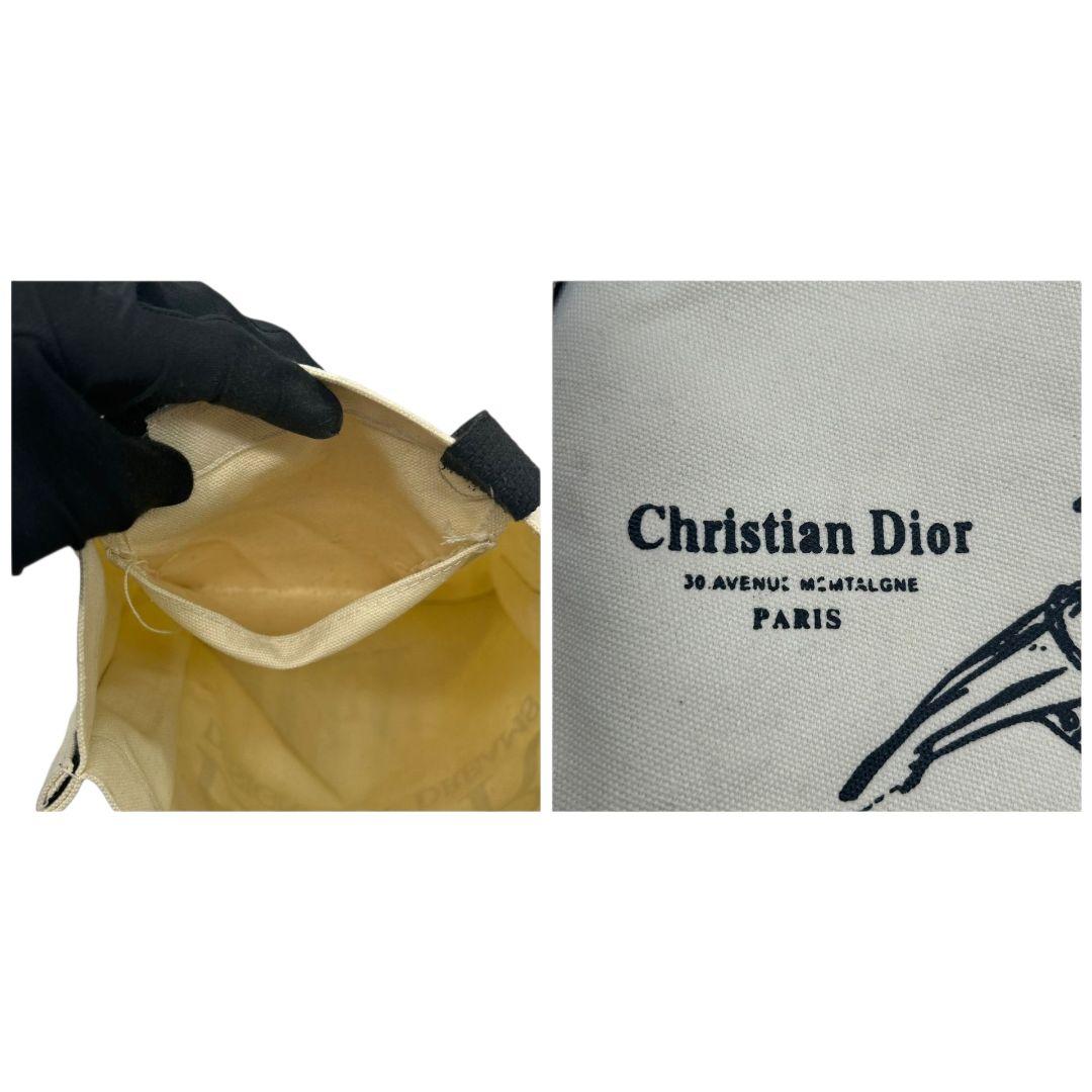 ディオール　トートバッグ　白　デカロゴ　V&A　キャンバス　黒　A4収納　T7　ハンドバッグ　ホワイト　ブラック　肩掛け可　Christian Dior