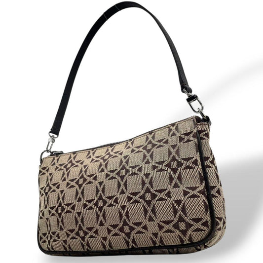 美品 マッキントッシュロンドン ハンドバッグ 茶 ブラウン ベージュ 総柄 トートバッグ ワンショルダー 肩掛け可 キャンバス シルバー金具 ロゴタグ 本物保証 鑑定済 オシャレ MACKINTOSH LONDON u3