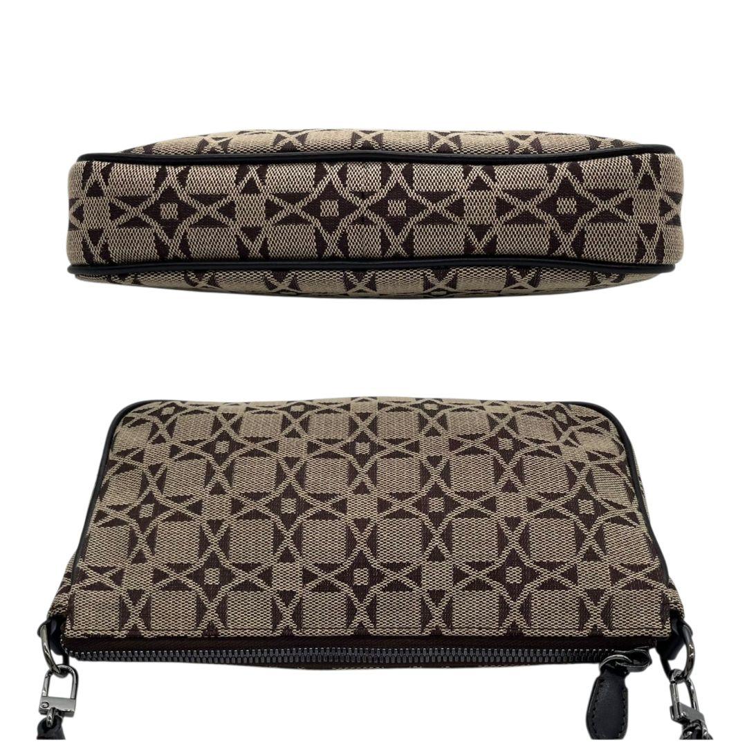 美品 マッキントッシュロンドン ハンドバッグ 茶 ブラウン ベージュ 総柄 トートバッグ ワンショルダー 肩掛け可 キャンバス シルバー金具 ロゴタグ 本物保証 鑑定済 オシャレ MACKINTOSH LONDON u3