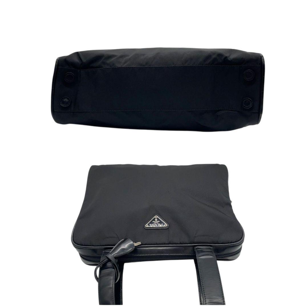 プラダ PRADA ハンドバッグ テスート ナイロン レザー エナメル 黒 ブラック 三角ロゴプレート A4収納 ワンショルダー トートバッグ 肩掛け可 z2 31