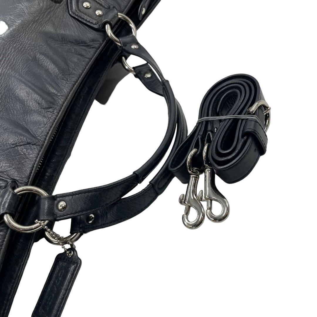 美品 コーチ ショルダーバッグ 黒 ブラック F24683 2way レザー 本革 A4収納可 トートバッグ ハンドバッグ フラップ 自立可 斜め掛け可 シルバー金具 ロゴタグ ビジネスバッグ ソーホー COACH s65