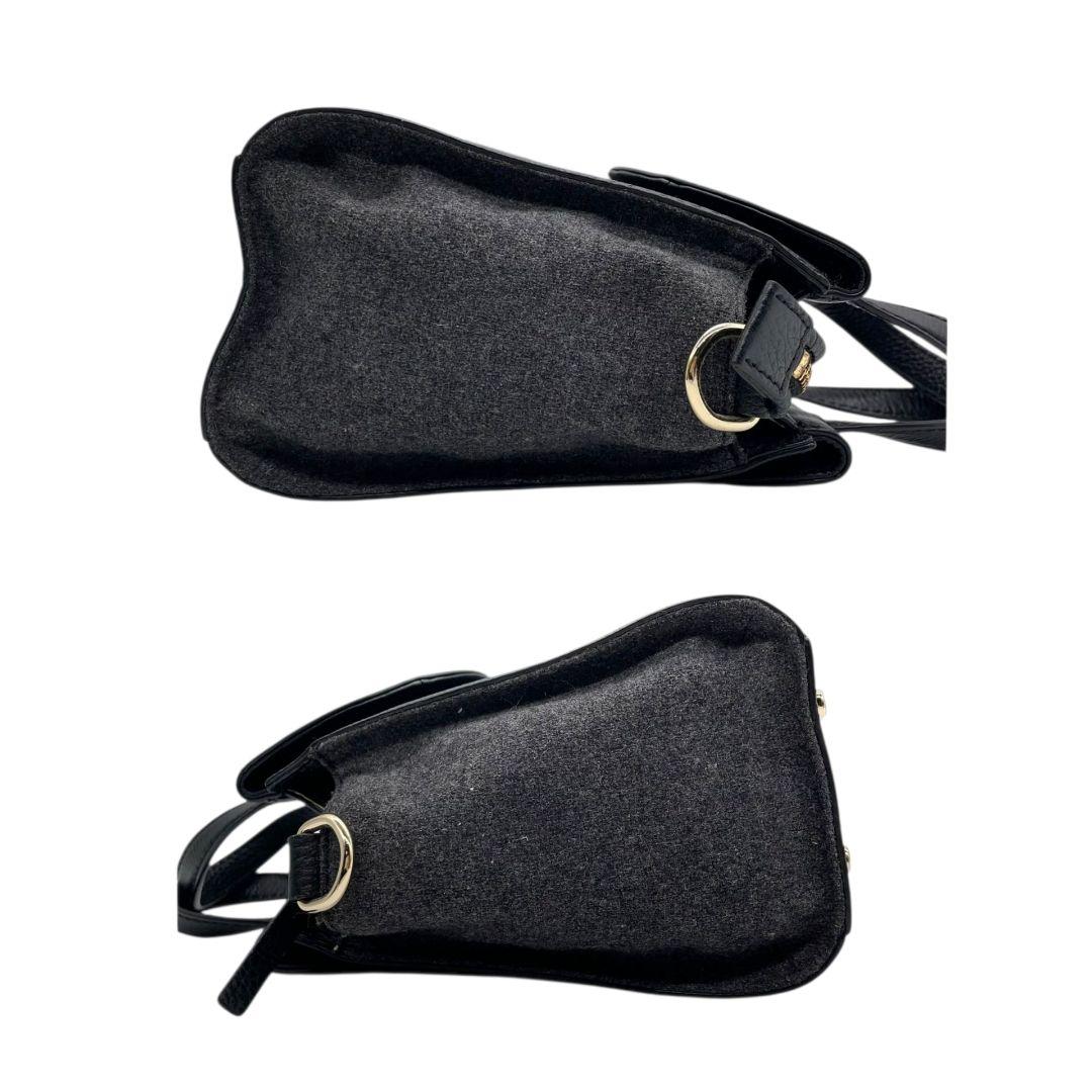 ケイトスペード ハンドバッグ グレー フラップ 2way ショルダーバッグ 斜め掛け可 トートバッグ ウール レザー 本革 ゴールド金具 ロゴ kate spade 上品 おしゃれ 通勤 通学