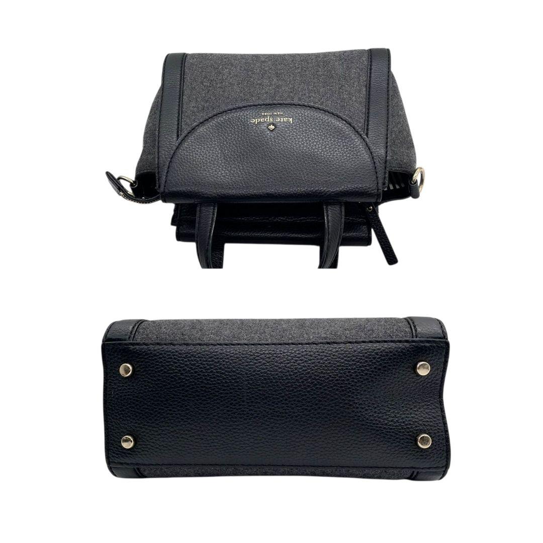 ケイトスペード ハンドバッグ グレー フラップ 2way ショルダーバッグ 斜め掛け可 トートバッグ ウール レザー 本革 ゴールド金具 ロゴ kate spade 上品 おしゃれ 通勤 通学