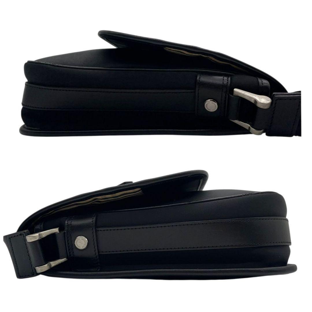 バーバリー ショルダーバッグ 黒 ブラック ロゴプレート フラップ ナイロン レザー 斜め掛け可 シルバー金具 シンプル 高級感 BURBERRY S18