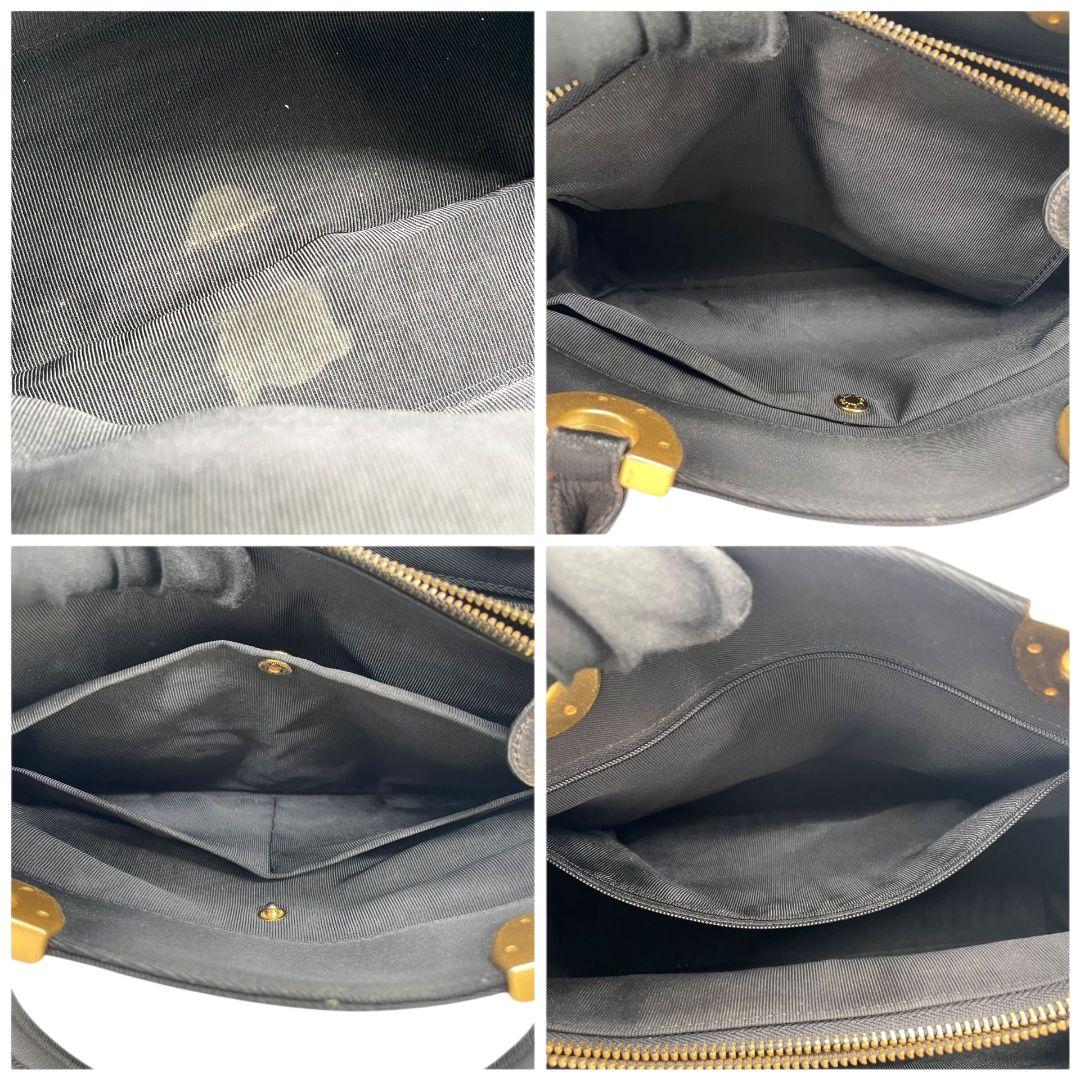 マリクレール　ハンドバッグ　黒　ロゴ　キャンバス　レザー　ゴールド金具　s23　トートバッグ　ブラック　本革　marie claire