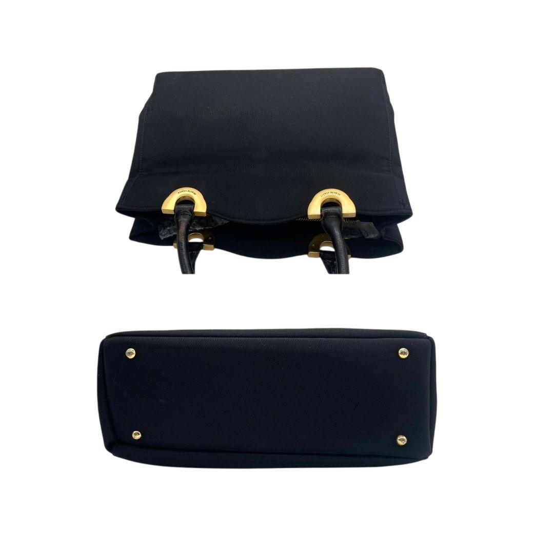 マリクレール　ハンドバッグ　黒　ロゴ　キャンバス　レザー　ゴールド金具　s23　トートバッグ　ブラック　本革　marie claire