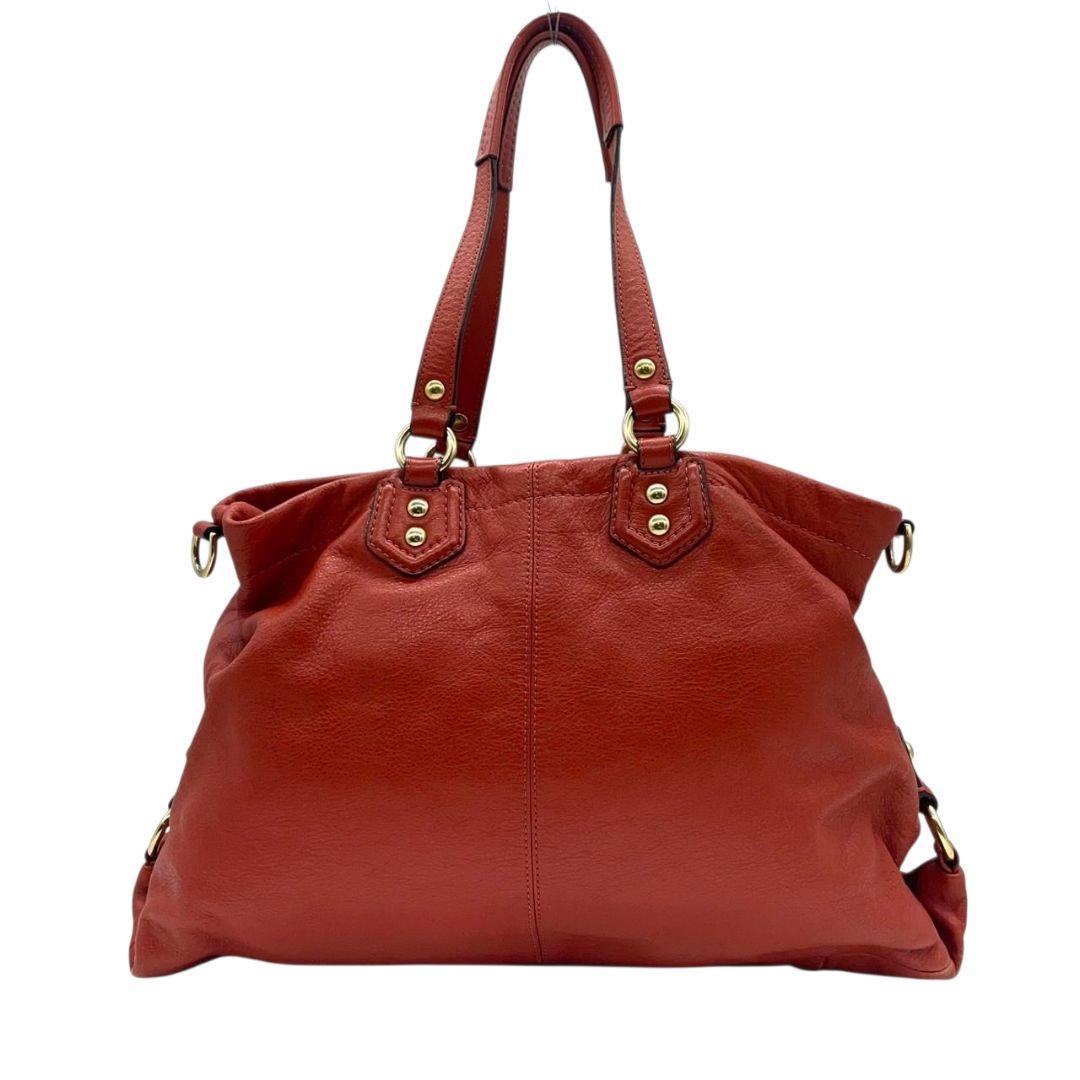 美品 コーチ COACH マディソン アシュレイ 2WAY ハンドバッグ オレンジ レザー A4収納可 ショルダー トート ゴールド金具 本革 斜め掛け可 G1261-F19243