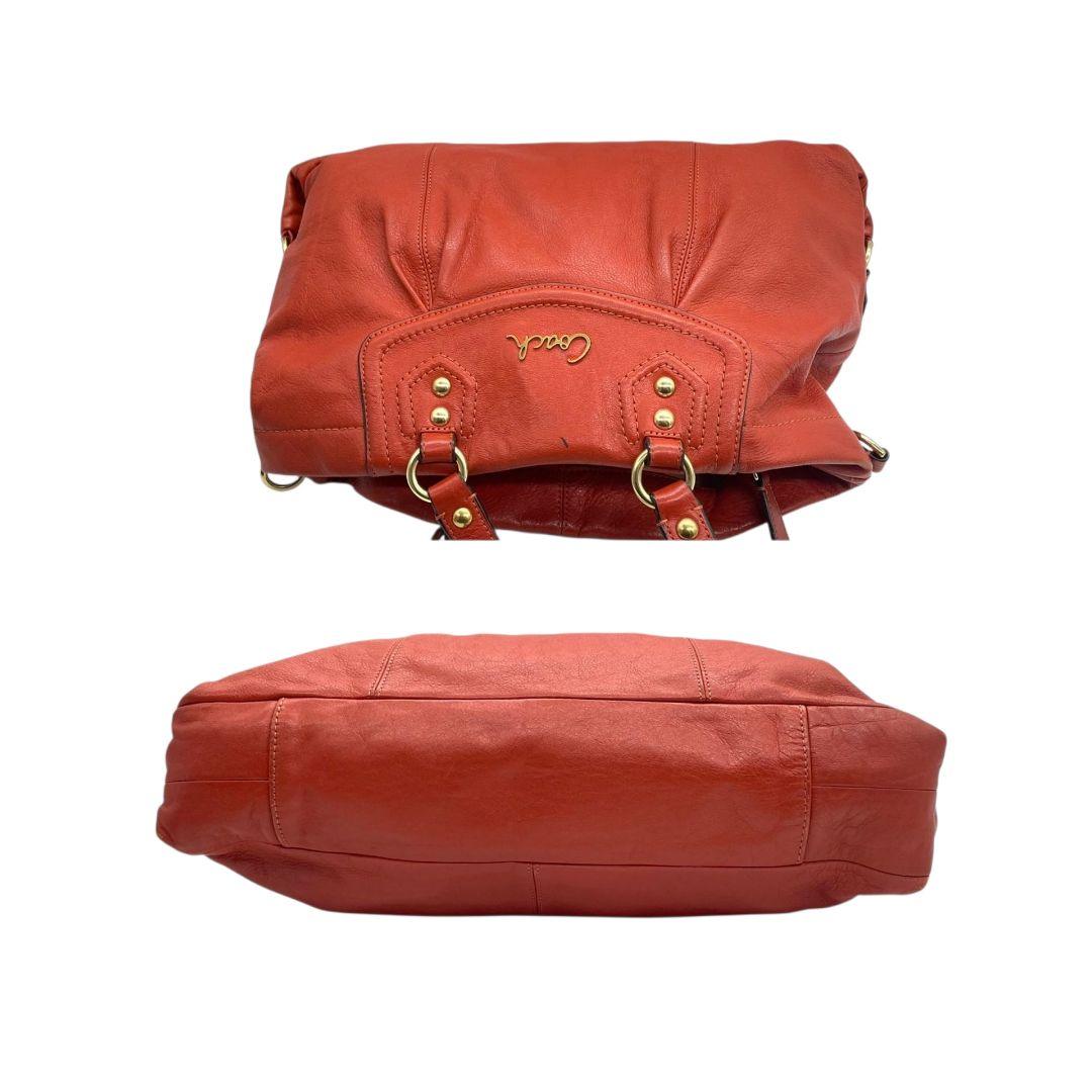美品 コーチ COACH マディソン アシュレイ 2WAY ハンドバッグ オレンジ レザー A4収納可 ショルダー トート ゴールド金具 本革 斜め掛け可 G1261-F19243