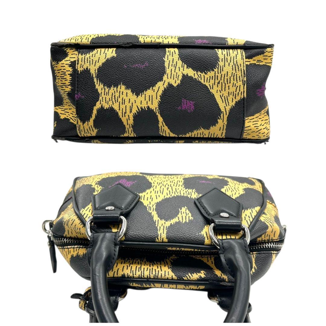 ヴィヴィアンウエストウッド ハンドバッグ 2WAY ショルダーバッグ 黒 ブラック レオパード柄 イエロー PVC アングロマニア トートバッグ オーブ チャーム付き