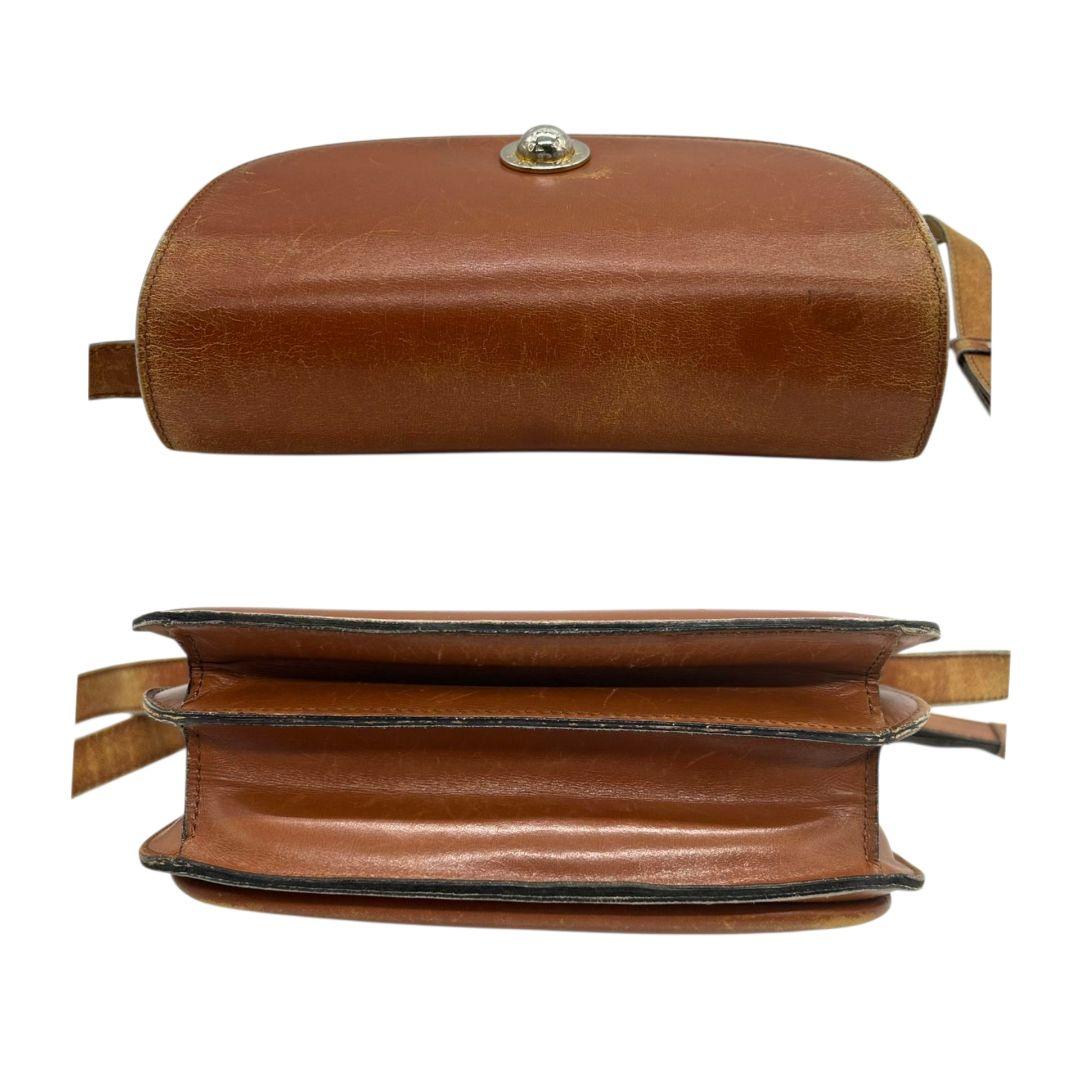 CELINE セリーヌ ショルダーバッグ スターボール 茶 ブラウン レザー 本革 フラップ ゴールド金具 ロゴ 斜め掛け可 ヴィンテージ