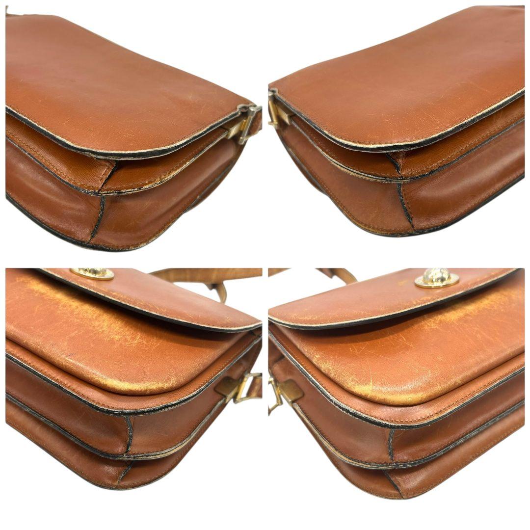 CELINE セリーヌ ショルダーバッグ スターボール 茶 ブラウン レザー 本革 フラップ ゴールド金具 ロゴ 斜め掛け可 ヴィンテージ