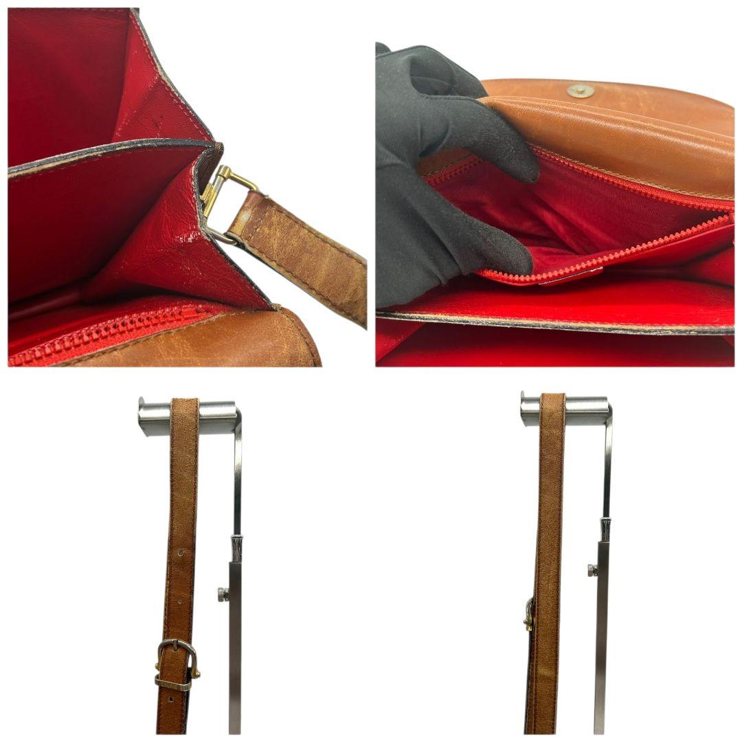 CELINE セリーヌ ショルダーバッグ スターボール 茶 ブラウン レザー 本革 フラップ ゴールド金具 ロゴ 斜め掛け可 ヴィンテージ