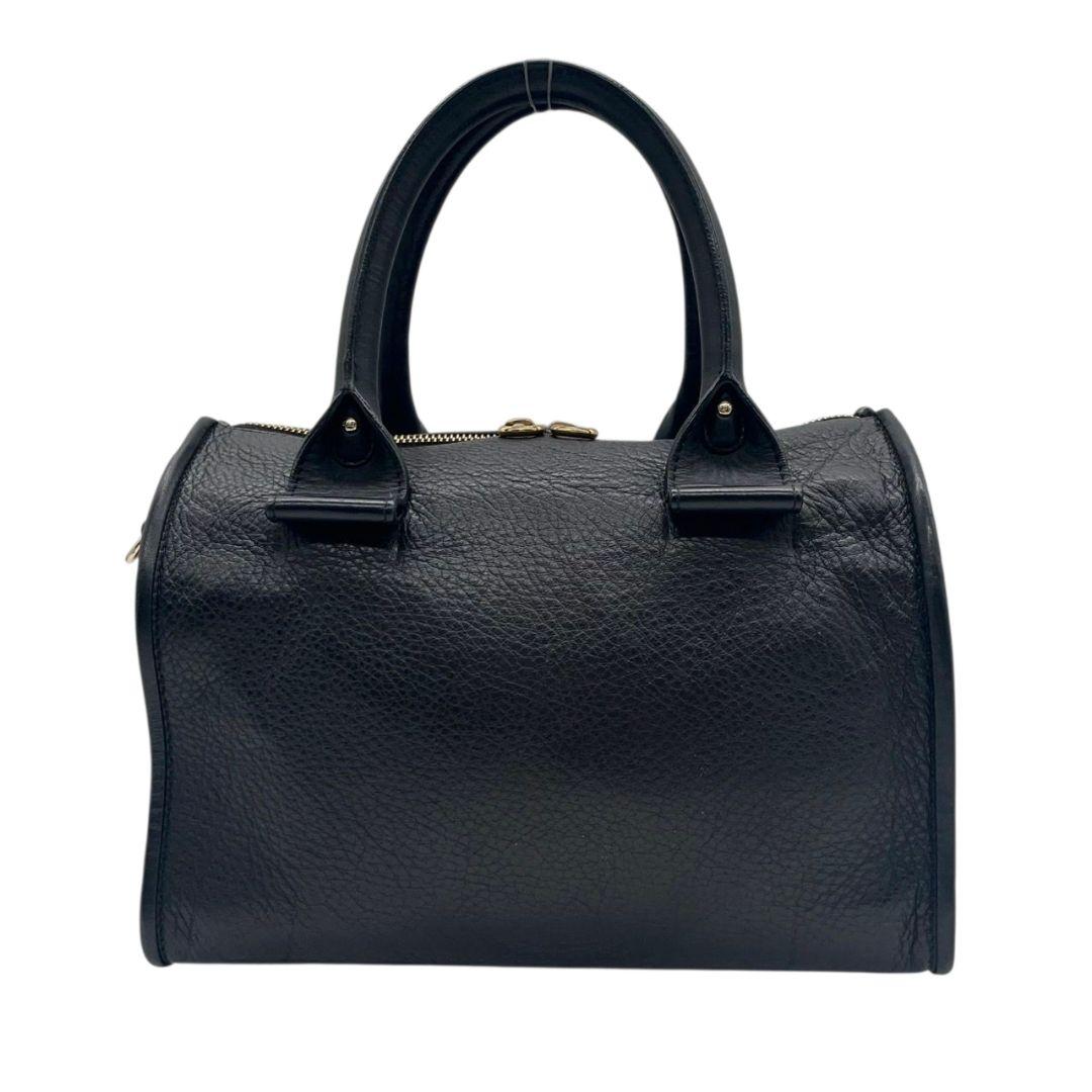 美品 シーバイクロエ ハンドバッグ 黒 ボストンバッグ 2way ロゴ レザー F ショルダーバッグ トートバッグ 斜め掛け可 本革 ブラック ゴールド金具 SeeByChloe