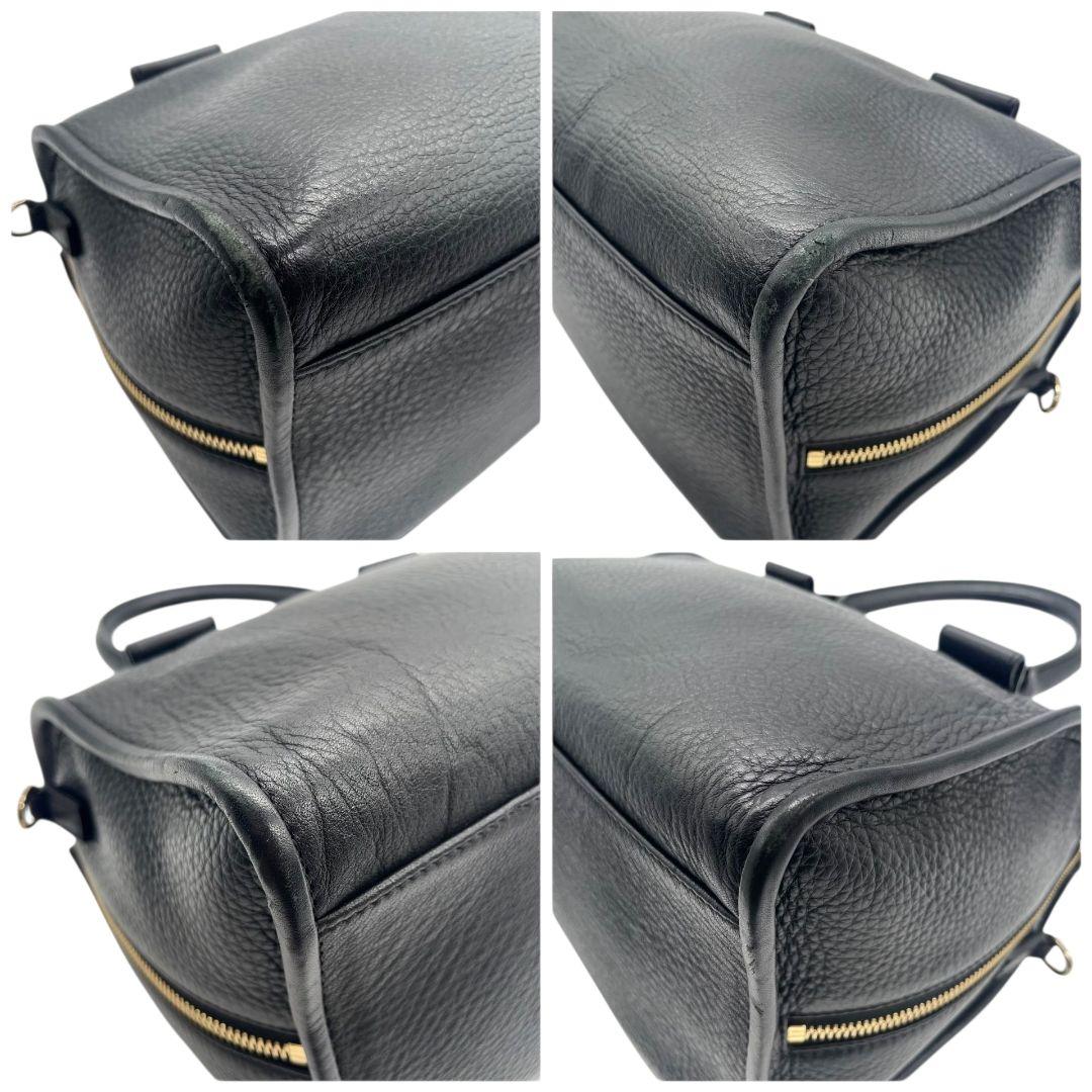 美品 シーバイクロエ ハンドバッグ 黒 ボストンバッグ 2way ロゴ レザー F ショルダーバッグ トートバッグ 斜め掛け可 本革 ブラック ゴールド金具 SeeByChloe