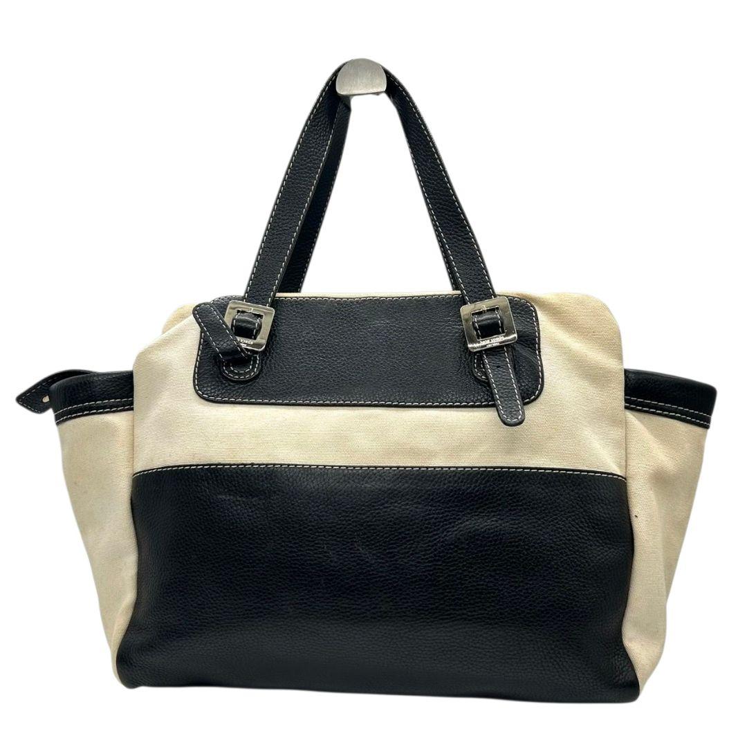 ケイトスペード Kate spade トートバッグ 黒 白 バイカラー A4収納 ワンショルダー ハンドバッグ ブラック ホワイト シルバー金具 肩掛け可 レザー 本革 キャンバス s70 レディース