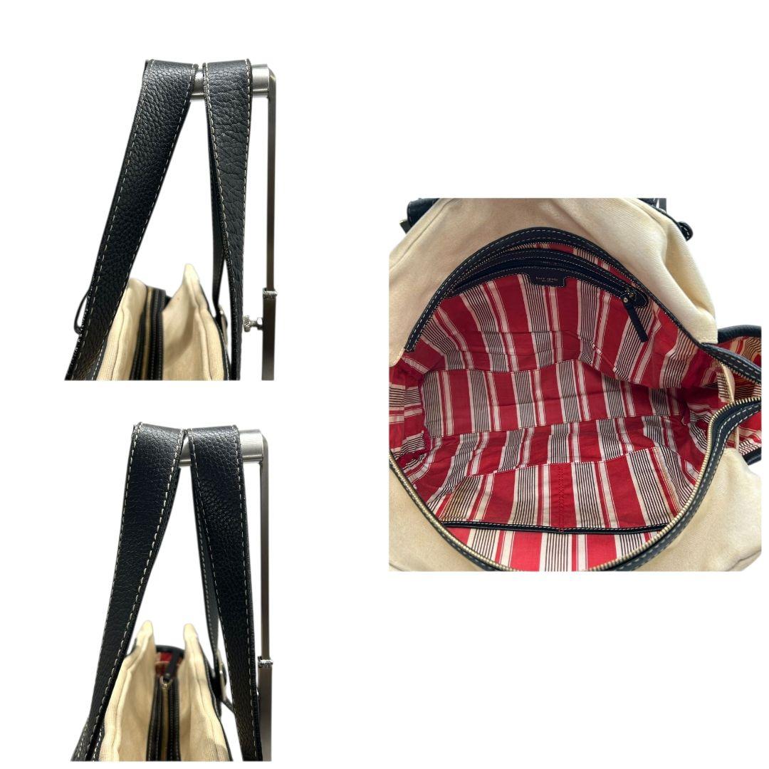 ケイトスペード Kate spade トートバッグ 黒 白 バイカラー A4収納 ワンショルダー ハンドバッグ ブラック ホワイト シルバー金具 肩掛け可 レザー 本革 キャンバス s70 レディース