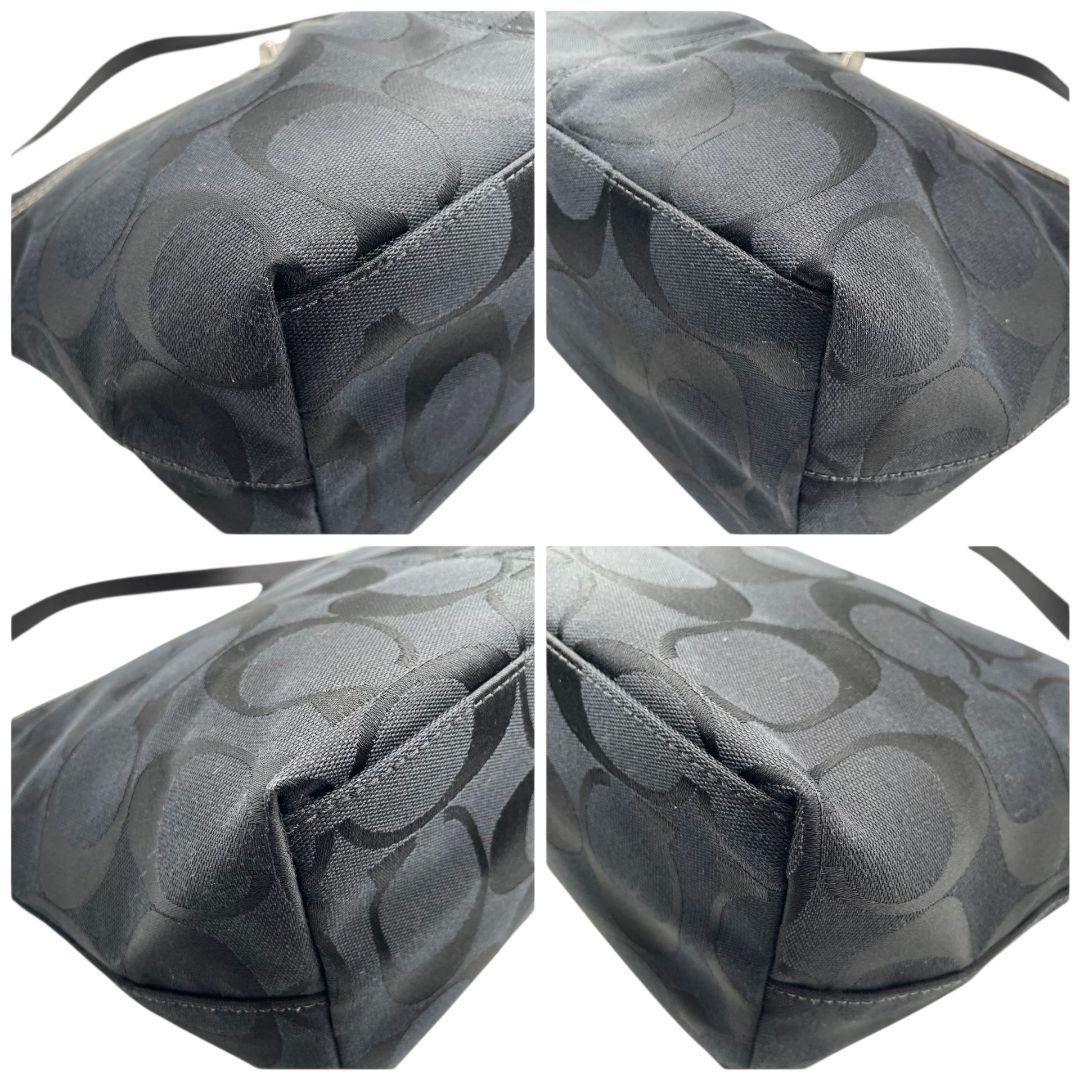 コーチ ショルダーバッグ 黒 ブラック シグネチャー ターンロック 2way ハンドバッグ トートバッグ ワンショルダー 斜め掛け可 キャンバス シルバー金具 ロゴタグ COACH F14852