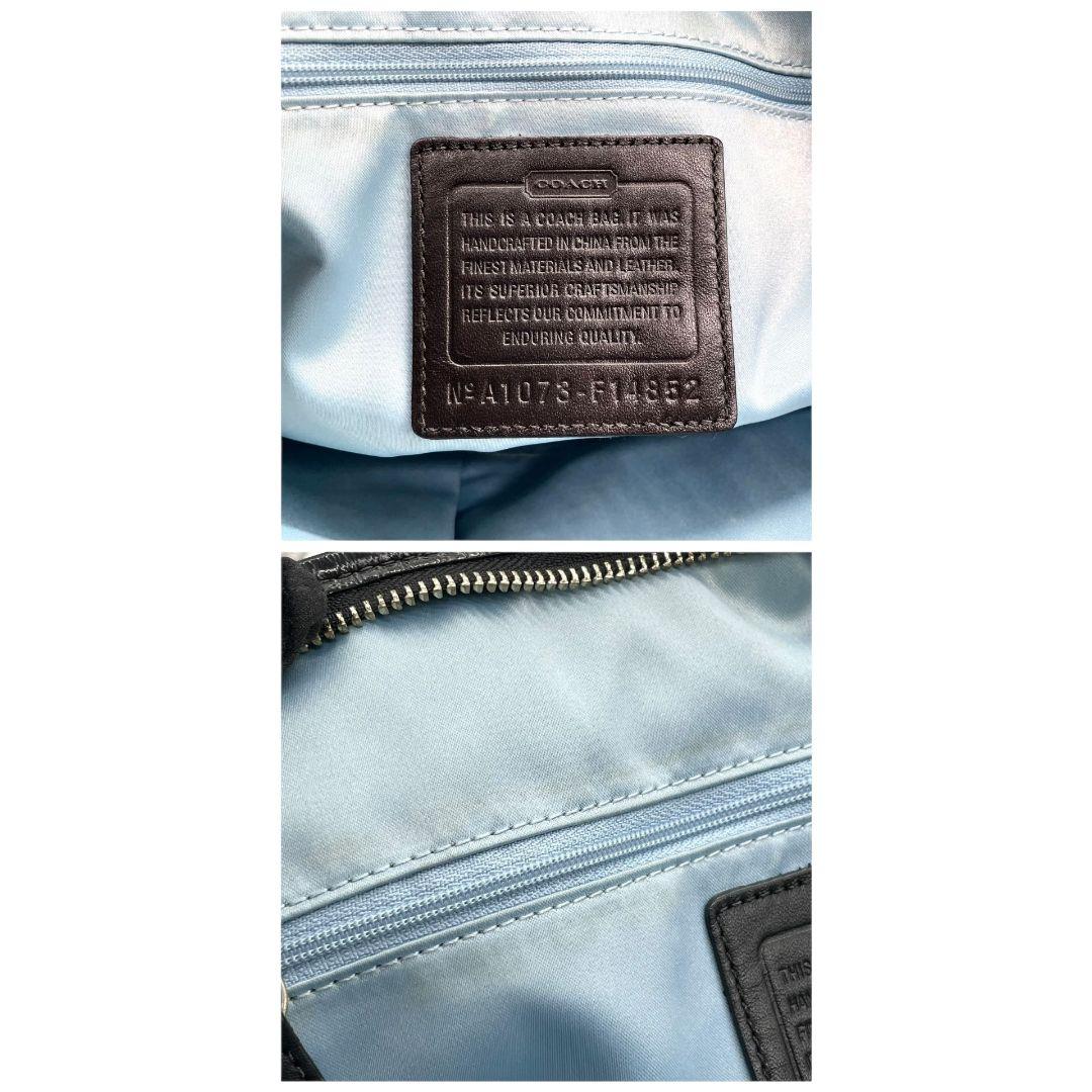 コーチ ショルダーバッグ 黒 ブラック シグネチャー ターンロック 2way ハンドバッグ トートバッグ ワンショルダー 斜め掛け可 キャンバス シルバー金具 ロゴタグ COACH F14852