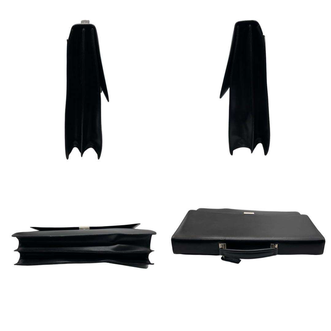 コーチ ビジネスバッグ レザー ブラック A4収納 ブリーフケース フラップ ハンドバッグ トートバッグ 大容量 シルバー金具 チャーム付き COACH E