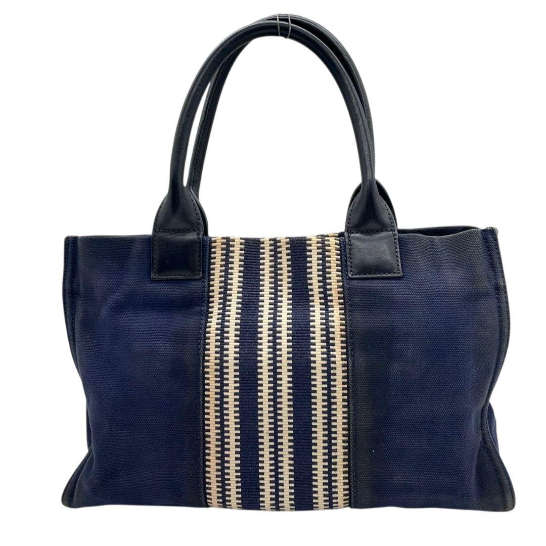 トリーバーチ TORY BURCH トートバッグ 紺 ネイビー ベージュ デカロゴ ストライプ ワンショルダー A4収納 肩掛け可 キャンバス レザー 本革 ゴールド金具 ロゴプレート ハンドバッグ u10