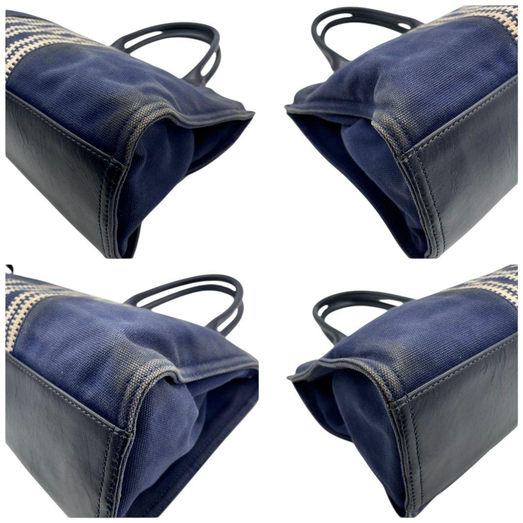 トリーバーチ TORY BURCH トートバッグ 紺 ネイビー ベージュ デカロゴ ストライプ ワンショルダー A4収納 肩掛け可 キャンバス レザー 本革 ゴールド金具 ロゴプレート ハンドバッグ u10