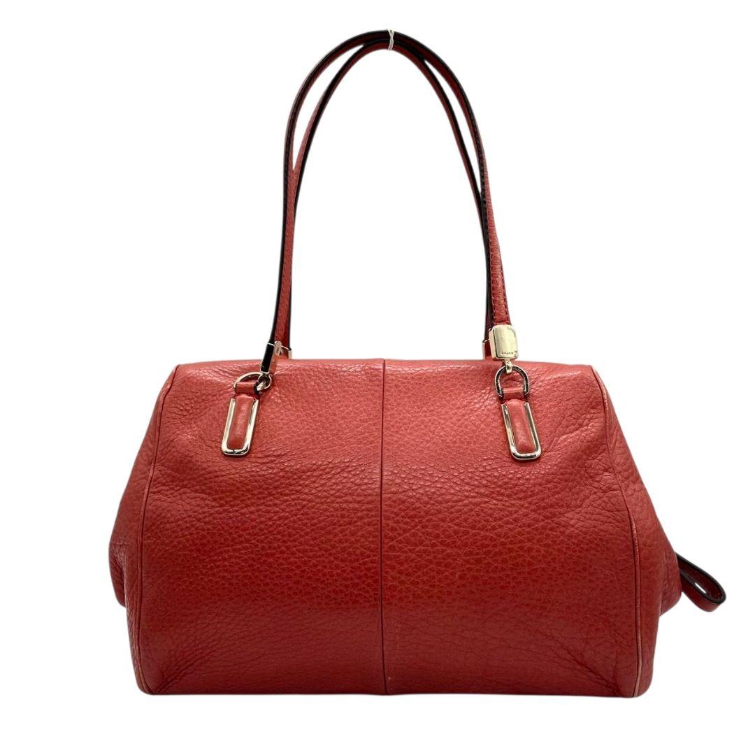 コーチ ハンドバッグ 赤 ターンロック 2way 斜め掛け可 レザー T6 ショルダーバッグ トートバッグ 本革 オレンジ ゴールド金具 ロゴタグ 25169