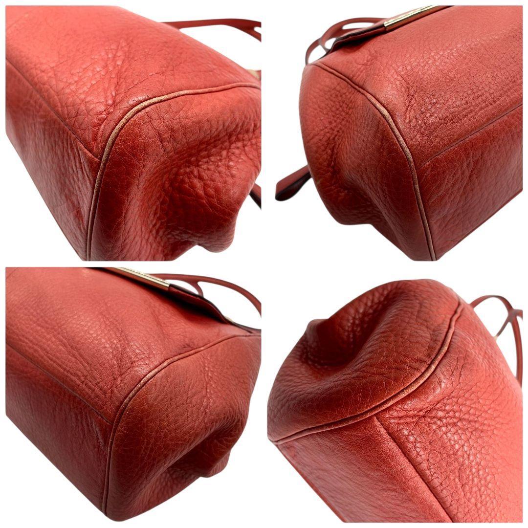 コーチ ハンドバッグ 赤 ターンロック 2way 斜め掛け可 レザー T6 ショルダーバッグ トートバッグ 本革 オレンジ ゴールド金具 ロゴタグ 25169