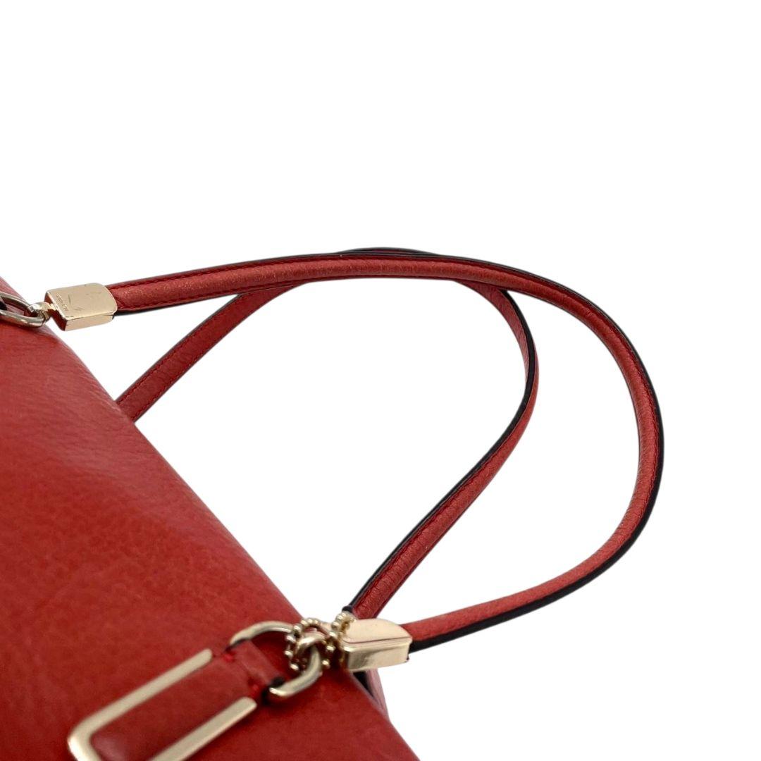 コーチ ハンドバッグ 赤 ターンロック 2way 斜め掛け可 レザー T6 ショルダーバッグ トートバッグ 本革 オレンジ ゴールド金具 ロゴタグ 25169